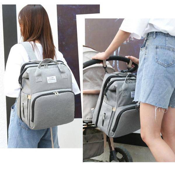 Portable Folding Crib Mommy Bag Bed Backpack - Purple_1