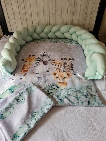 Braided Cot Bumper - Mint Green_0